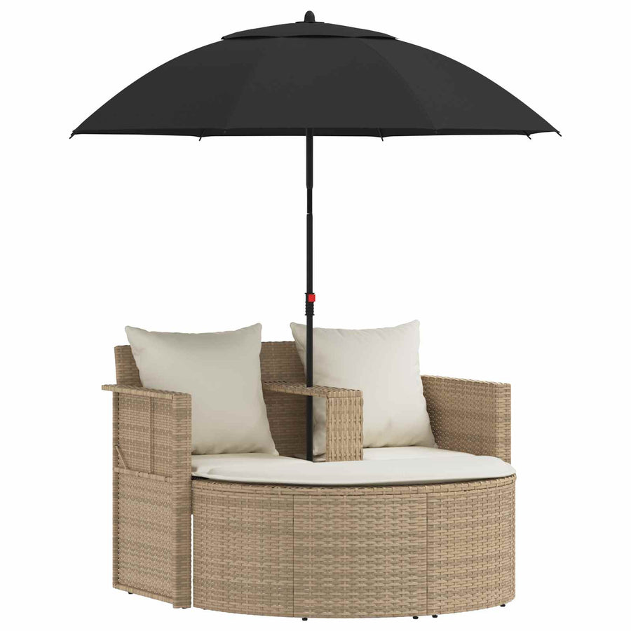 Tuinbankstel met kussen 8 pcs Beige en Crème Wit poly rattan