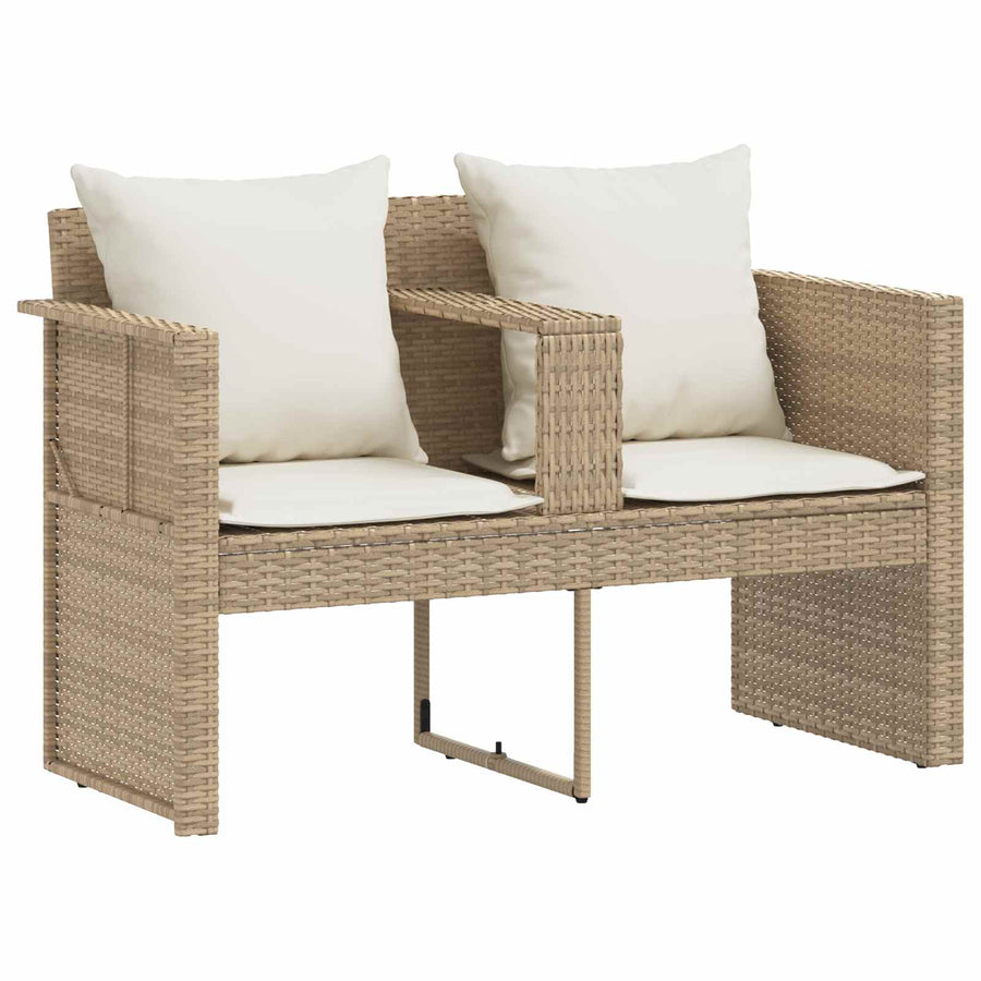 Tuinbankstel met kussen 8 pcs Beige en Crème Wit poly rattan