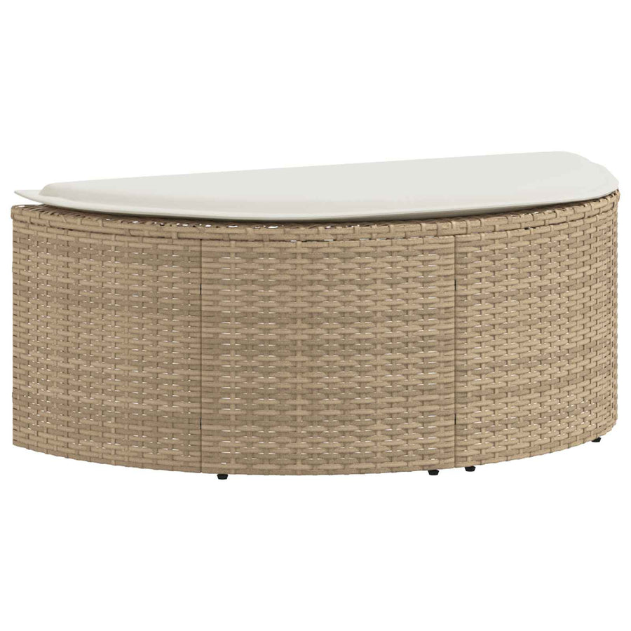 Tuinbankstel met kussen 8 pcs Beige en Crème Wit poly rattan