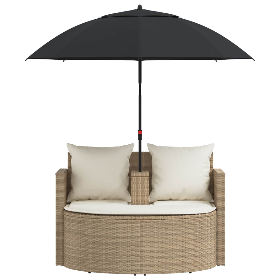 Tuinbankstel met kussen 8 pcs Beige en Crème Wit poly rattan