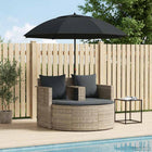 Tuinbankstel poly rattan lichtgrijs donkergrijs