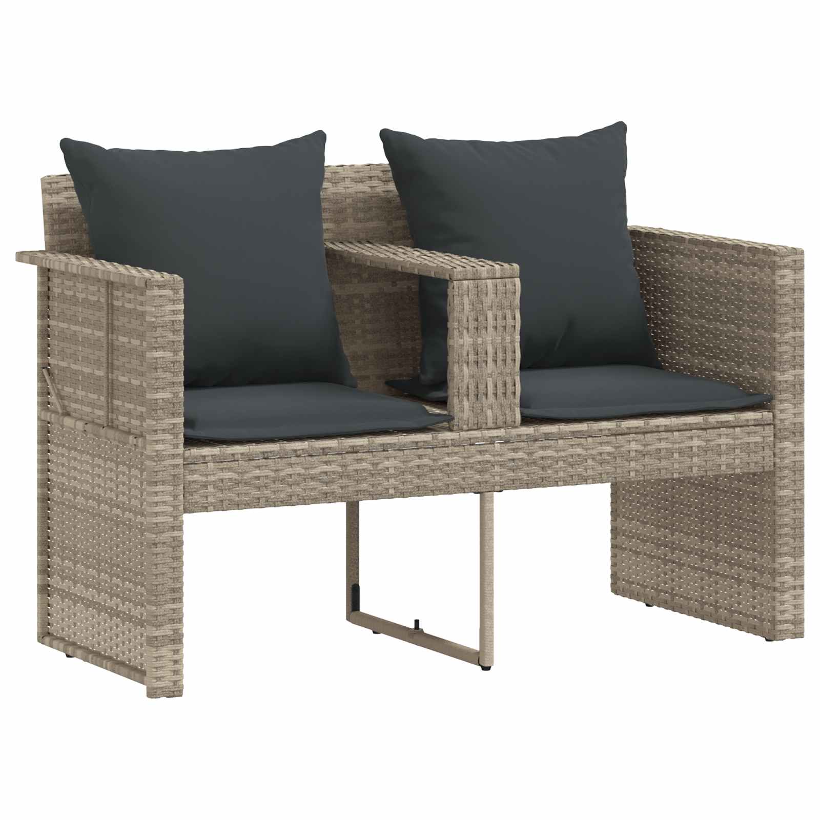 Tuinbankstel 8 pcs Licht Grijs en Donker Grijs poly rattan
