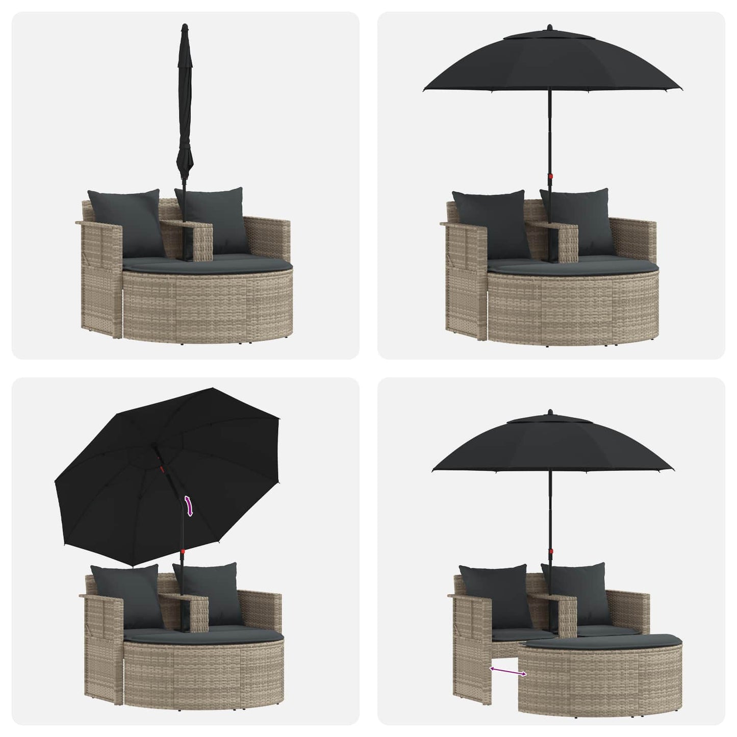 Tuinbankstel 8 pcs Licht Grijs en Donker Grijs poly rattan
