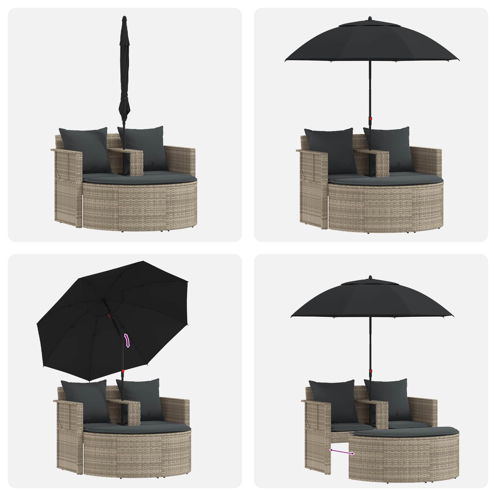 Tuinbankstel 8 pcs Licht Grijs en Donker Grijs poly rattan