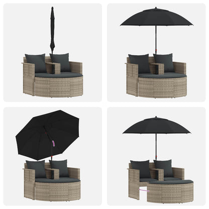 Tuinbankstel 8 pcs Licht Grijs en Donker Grijs poly rattan