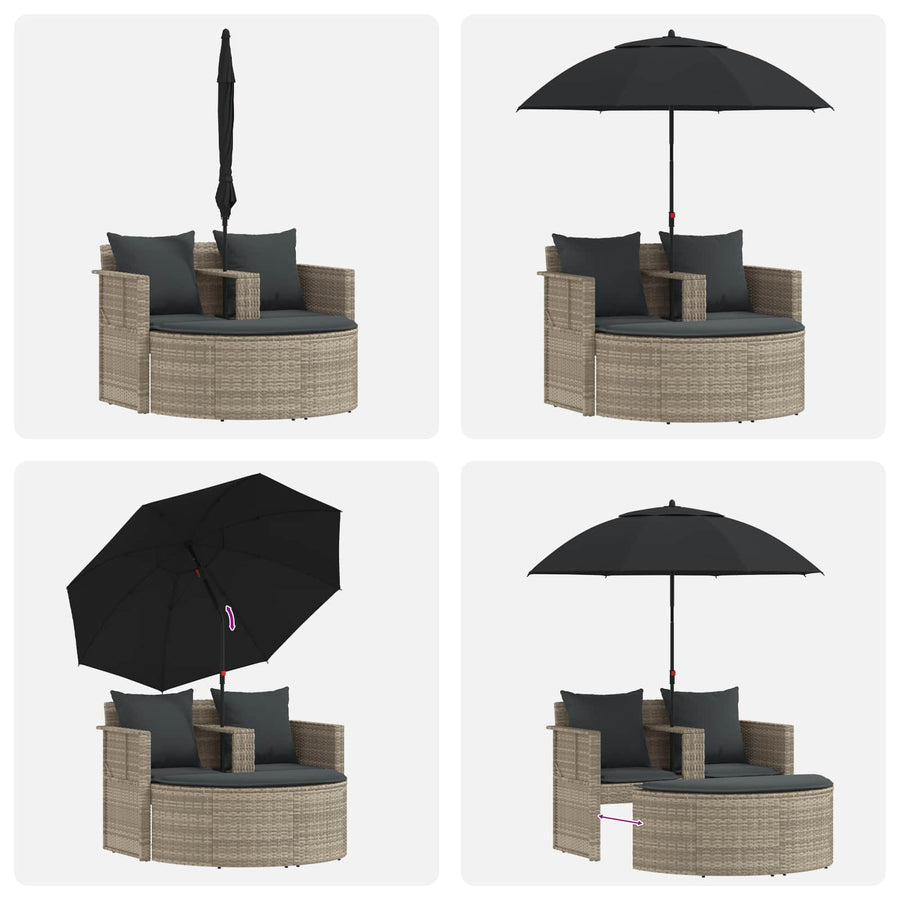 Tuinbankstel 8 pcs Licht Grijs en Donker Grijs poly rattan