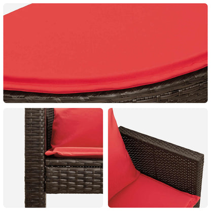 Tuinbankstel Bruin en Rood 168 x 168 x 180 cm poly rattan