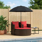 Tuinset poly rattan bruin rood 168x168x180 cm