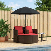Tuinset poly rattan bruin rood 168x168x180 cm