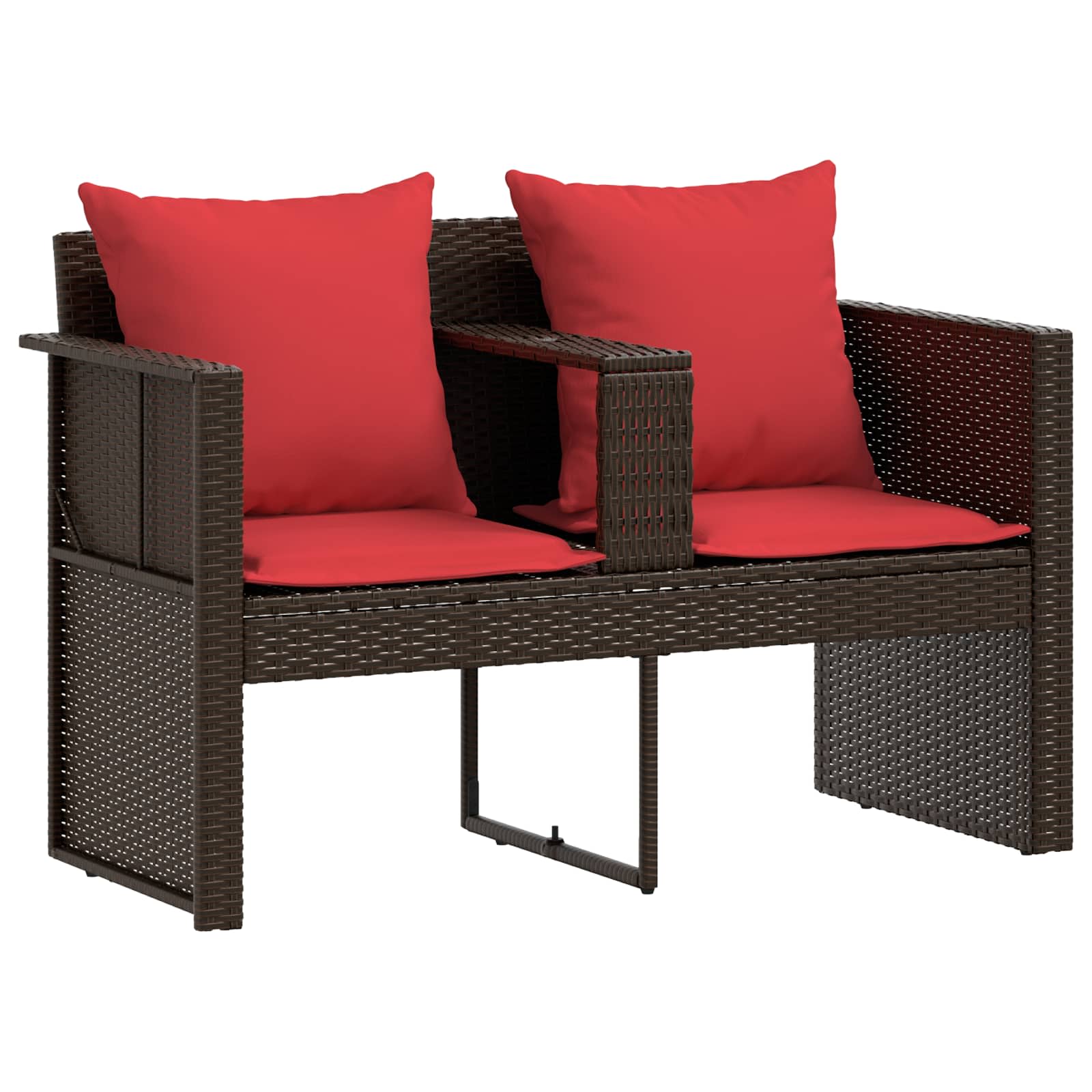 Tuinbankstel Bruin en Rood 168 x 168 x 180 cm poly rattan