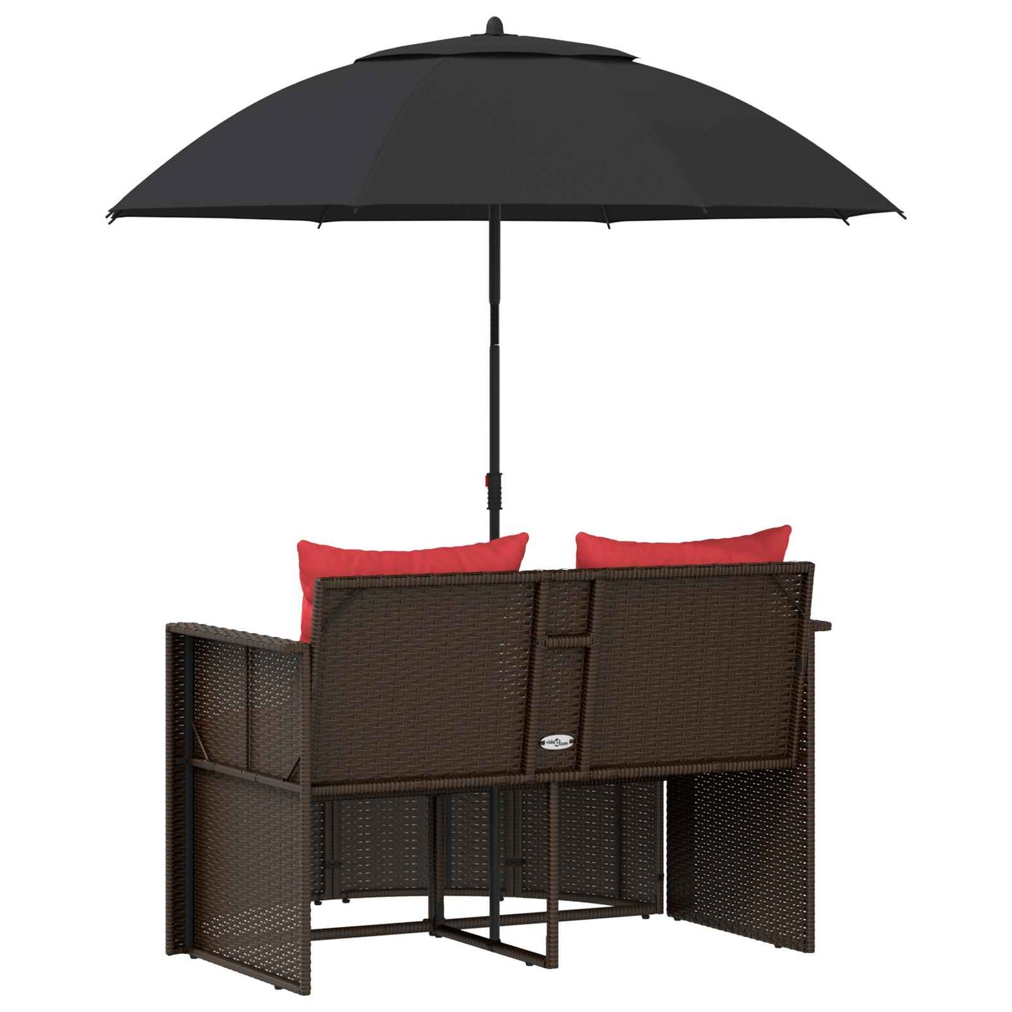 Tuinbankstel Bruin en Rood 168 x 168 x 180 cm poly rattan