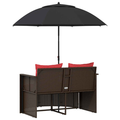 Tuinbankstel Bruin en Rood 168 x 168 x 180 cm poly rattan