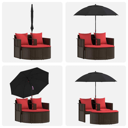 Tuinbankstel Bruin en Rood 168 x 168 x 180 cm poly rattan