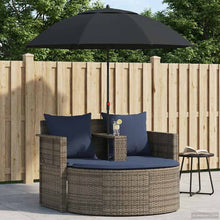Tuinbank met kussen 8 pcs Grijs en Marineblauw poly rattan