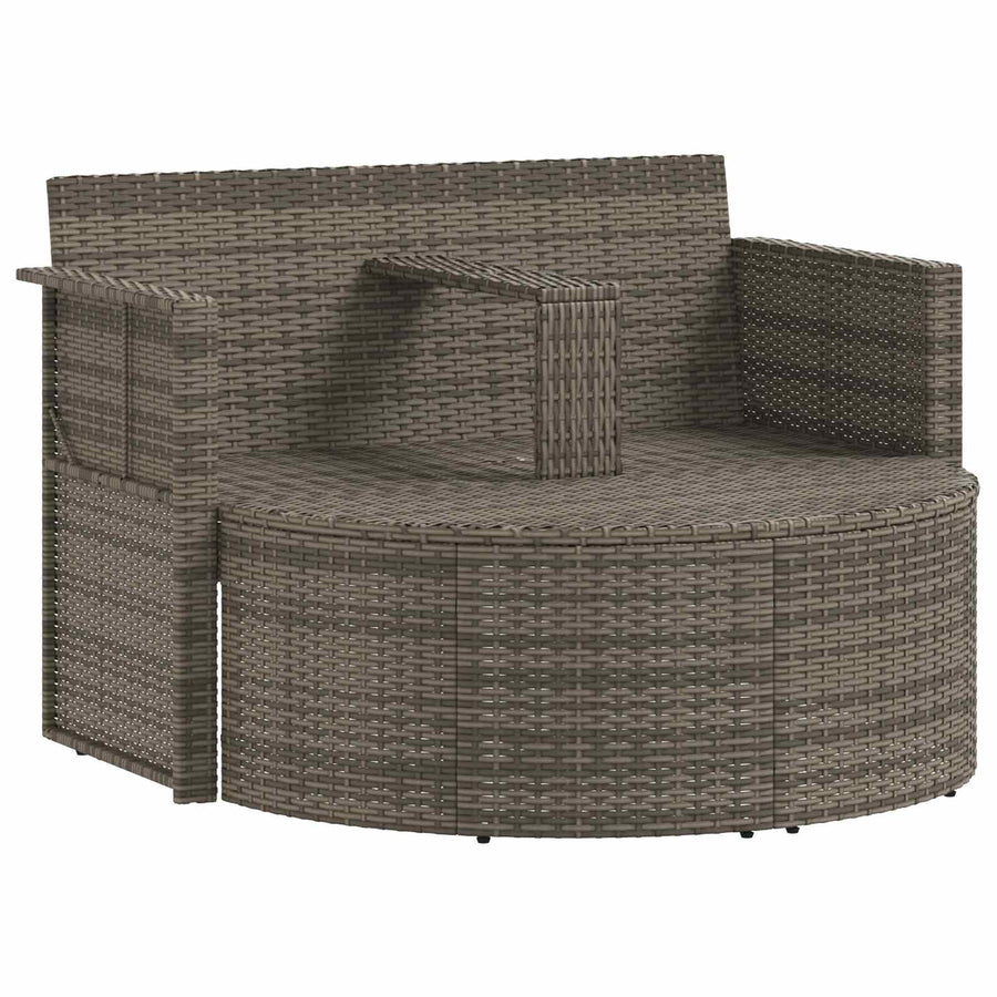 Tuinbank met kussen 8 pcs Grijs en Marineblauw poly rattan