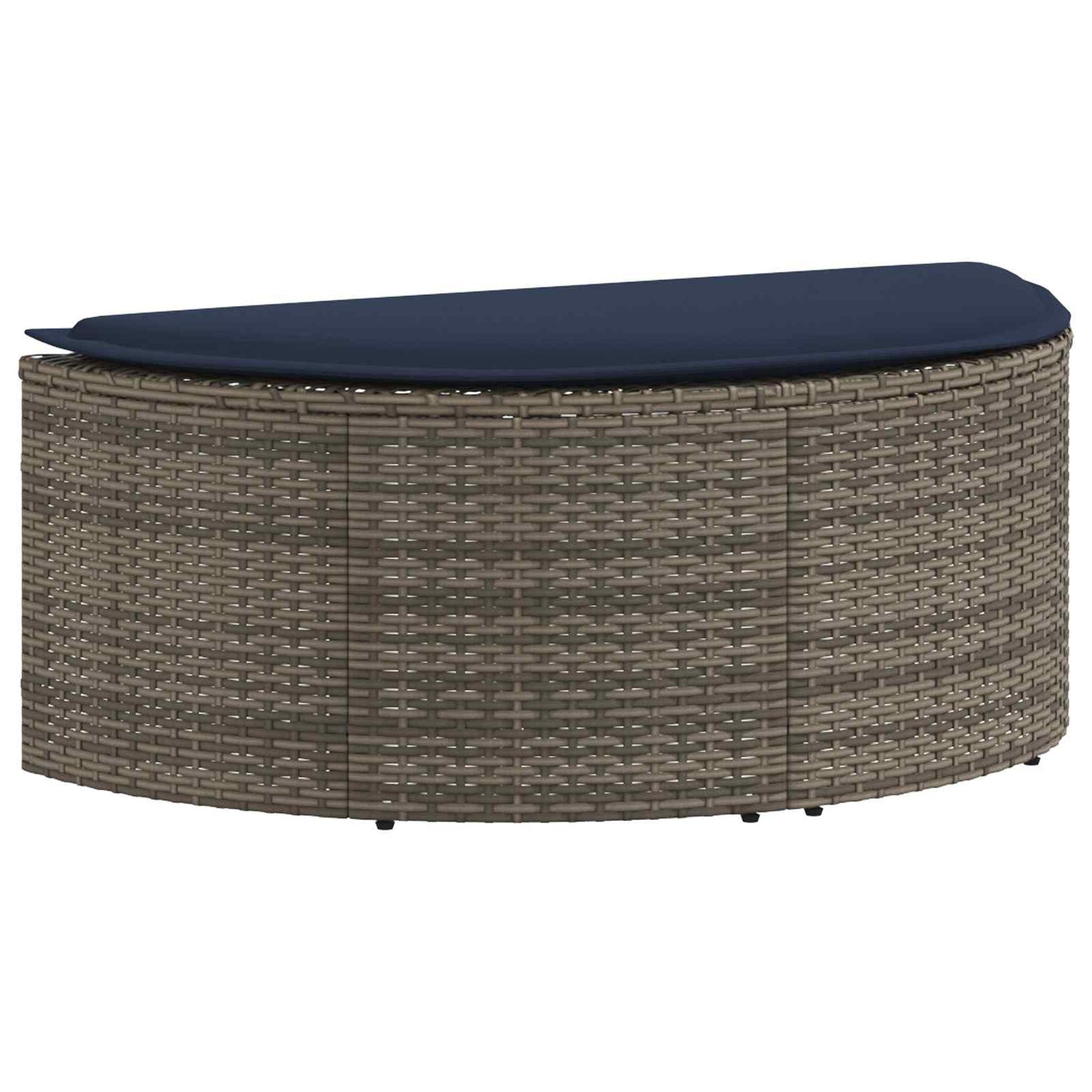 Tuinbank met kussen 8 pcs Grijs en Marineblauw poly rattan