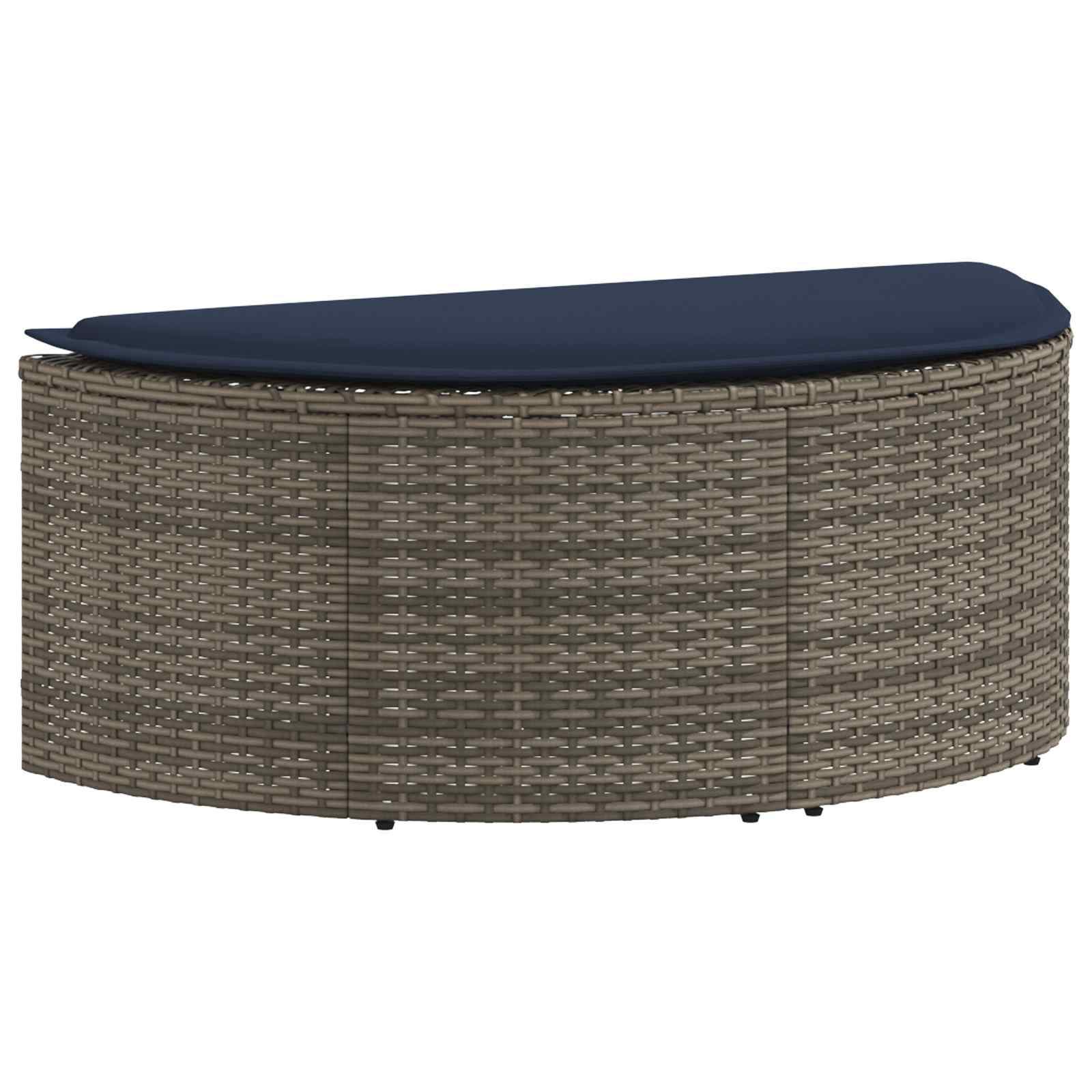 Tuinbank met kussen 8 pcs Grijs en Marineblauw poly rattan
