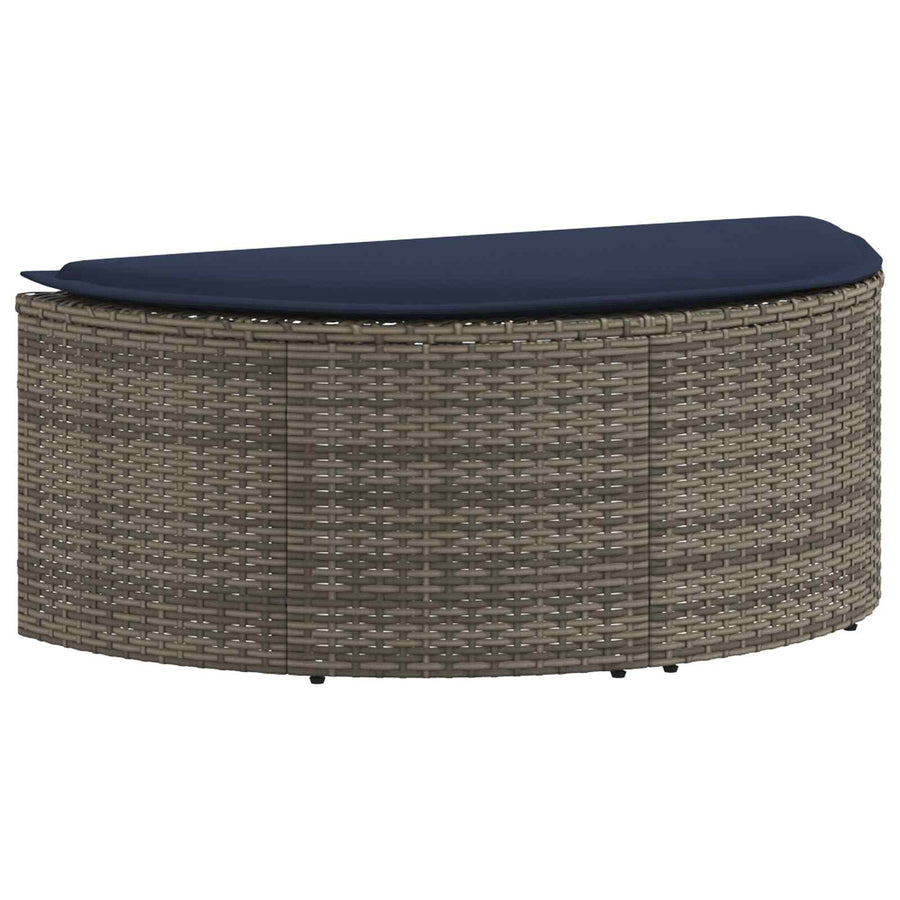 Tuinbank met kussen 8 pcs Grijs en Marineblauw poly rattan