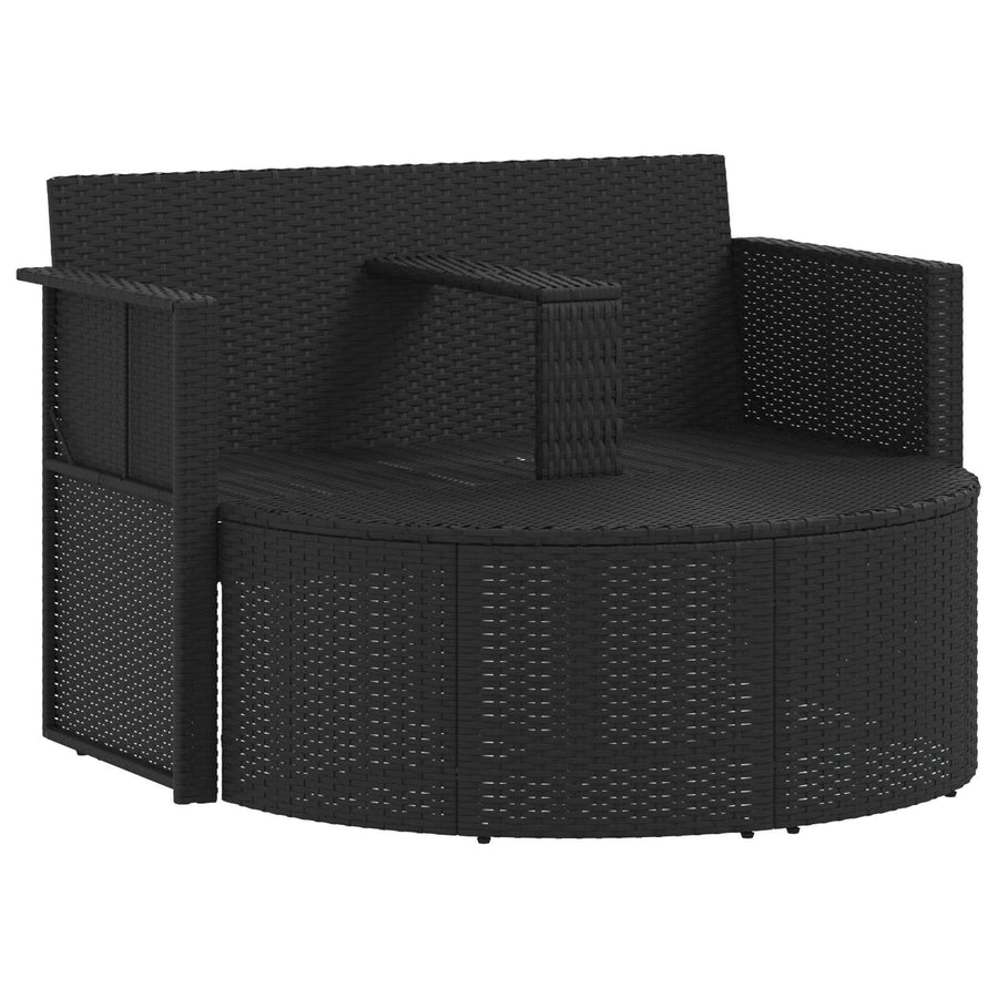 Tuinbank met kussen 8 pcs Zwart en Turquoise poly rattan