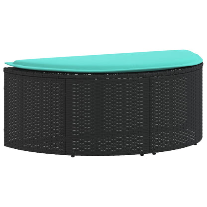 Tuinbank met kussen 8 pcs Zwart en Turquoise poly rattan