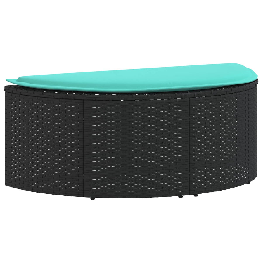 Tuinbank met kussen 8 pcs Zwart en Turquoise poly rattan
