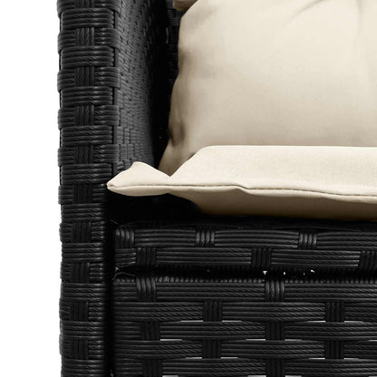 Tuinbankenset met kussen 2 pcs Zwart en Crème poly rattan