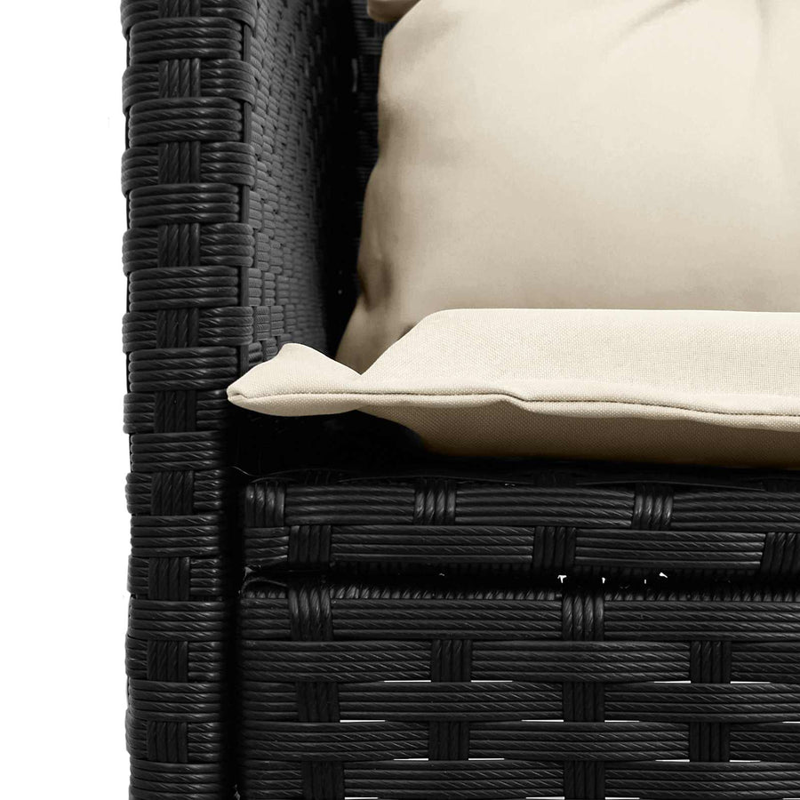 Tuinbankenset met kussen 2 pcs Zwart en Crème poly rattan