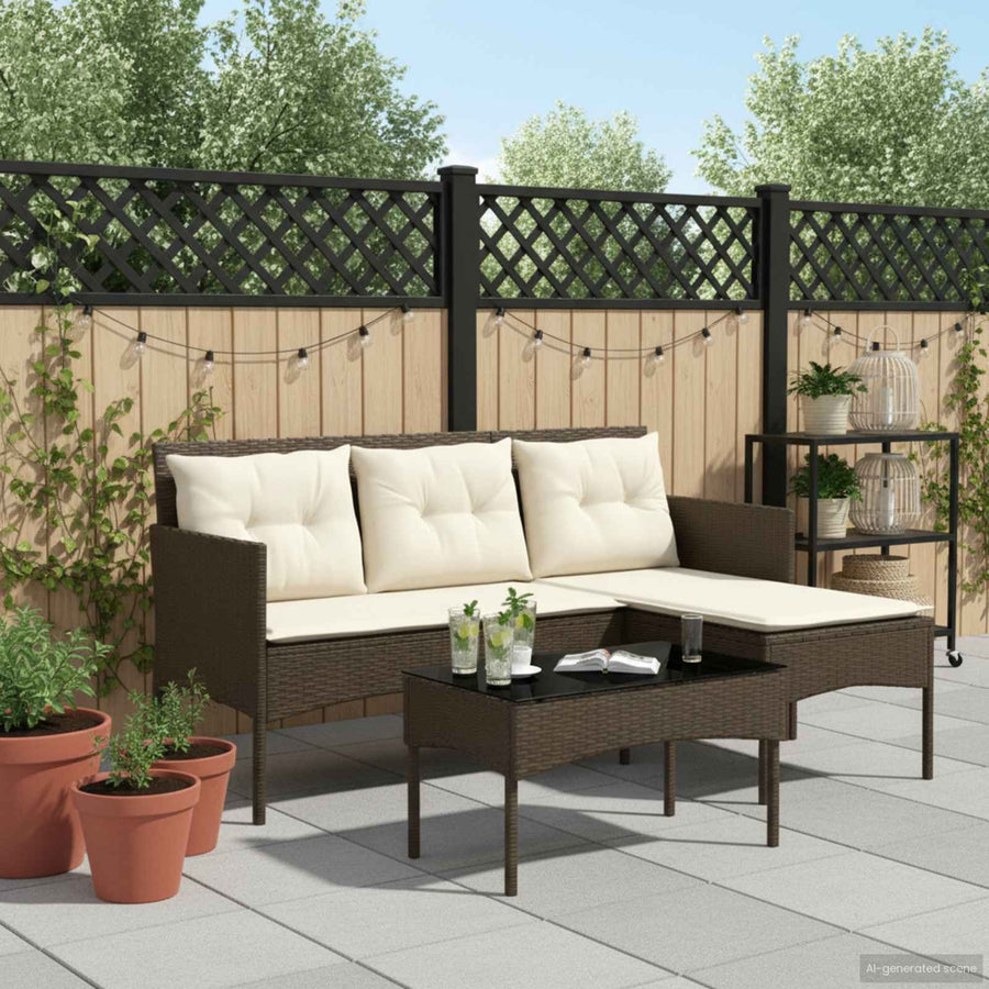 Tuinbankenset met kussen 2 pcs poly rattan