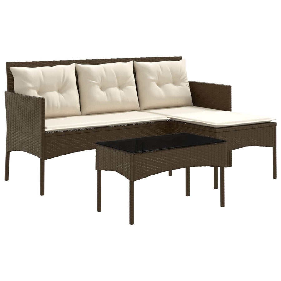 Tuinbankenset met kussen 2 pcs poly rattan
