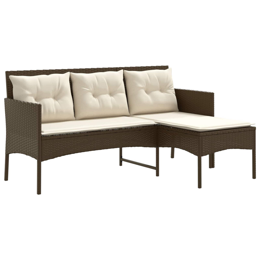 Tuinbankenset met kussen 2 pcs poly rattan