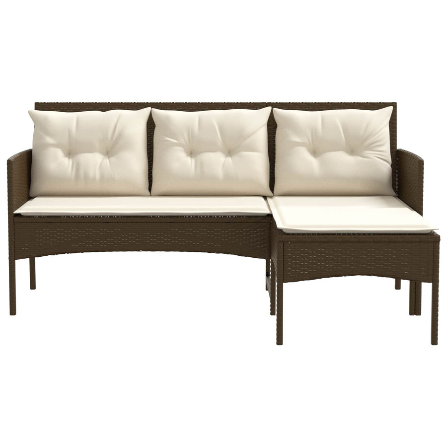 Tuinbankenset met kussen 2 pcs poly rattan