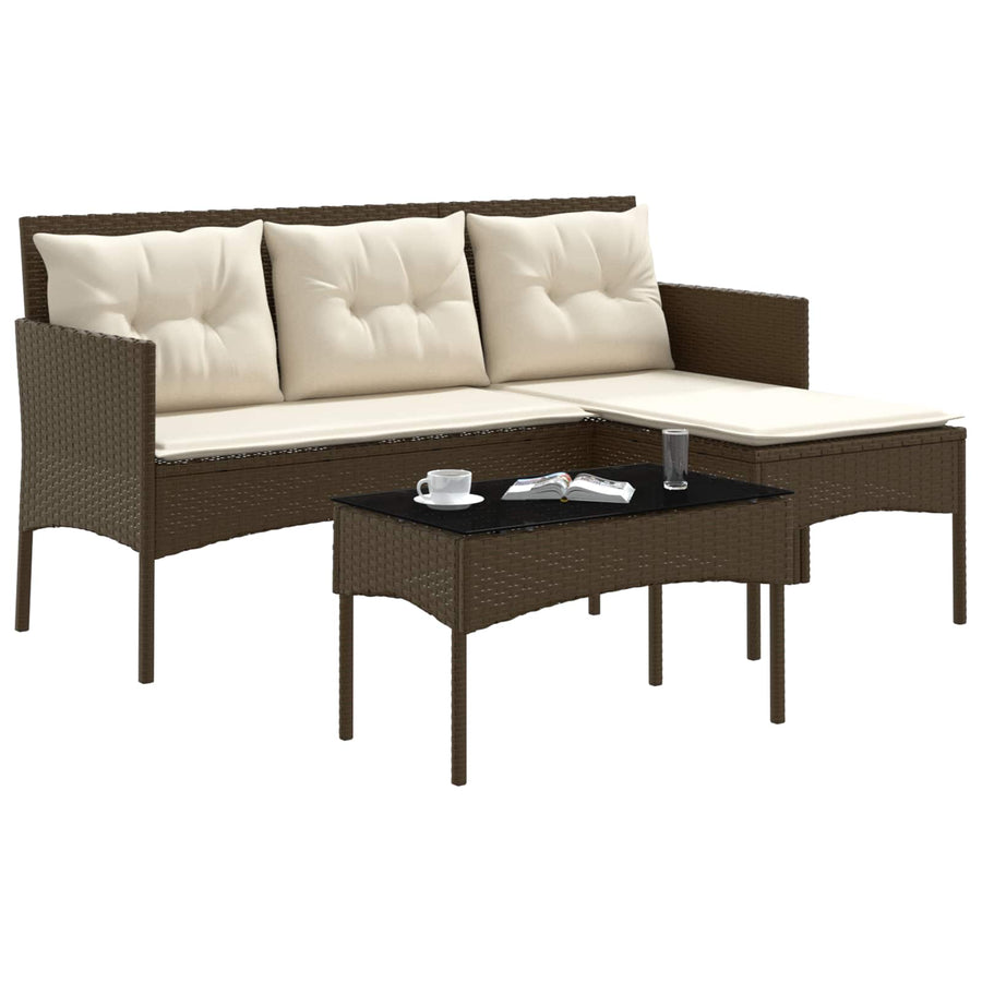Tuinbankenset met kussen 2 pcs poly rattan