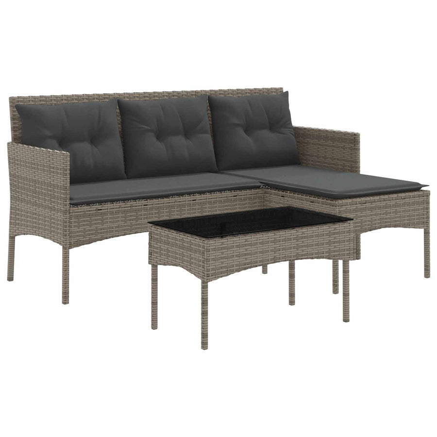 Tuinbankenset met kussen 2 pcs poly rattan