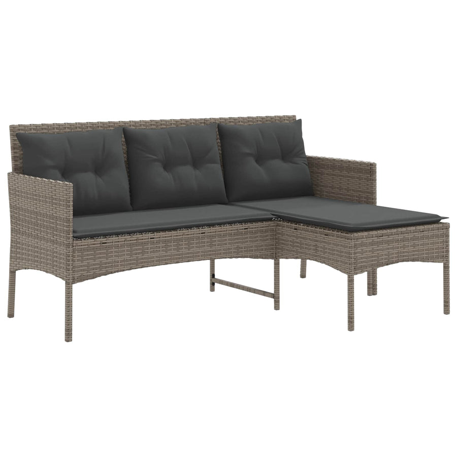 Tuinbankenset met kussen 2 pcs poly rattan