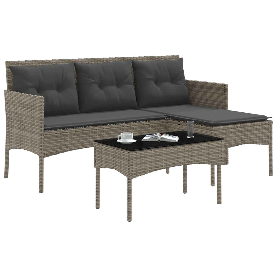 Tuinbankenset met kussen 2 pcs poly rattan