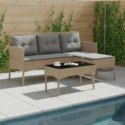 Tuinbankenset poly rattan L-vorm 3 personen