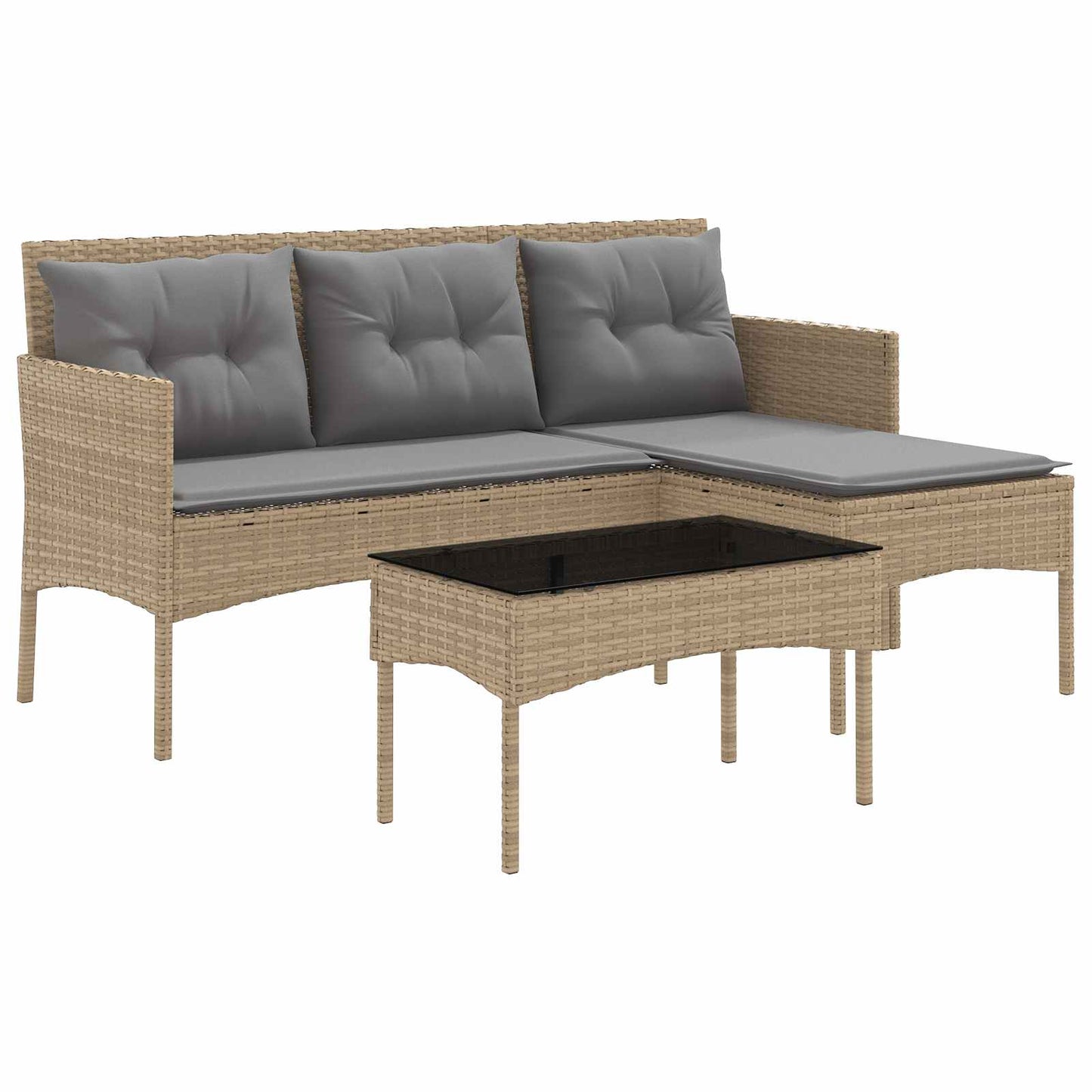 Tuinbankenset met kussen 2 pcs poly rattan