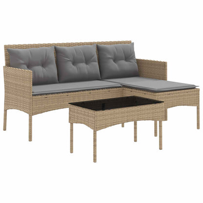 Tuinbankenset met kussen 2 pcs poly rattan