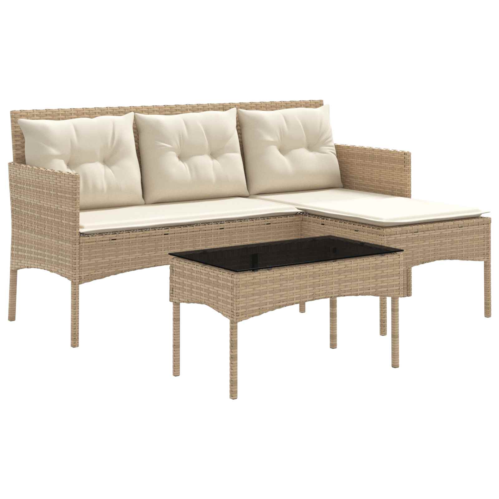 Tuinbankenset met kussen 2 pcs poly rattan