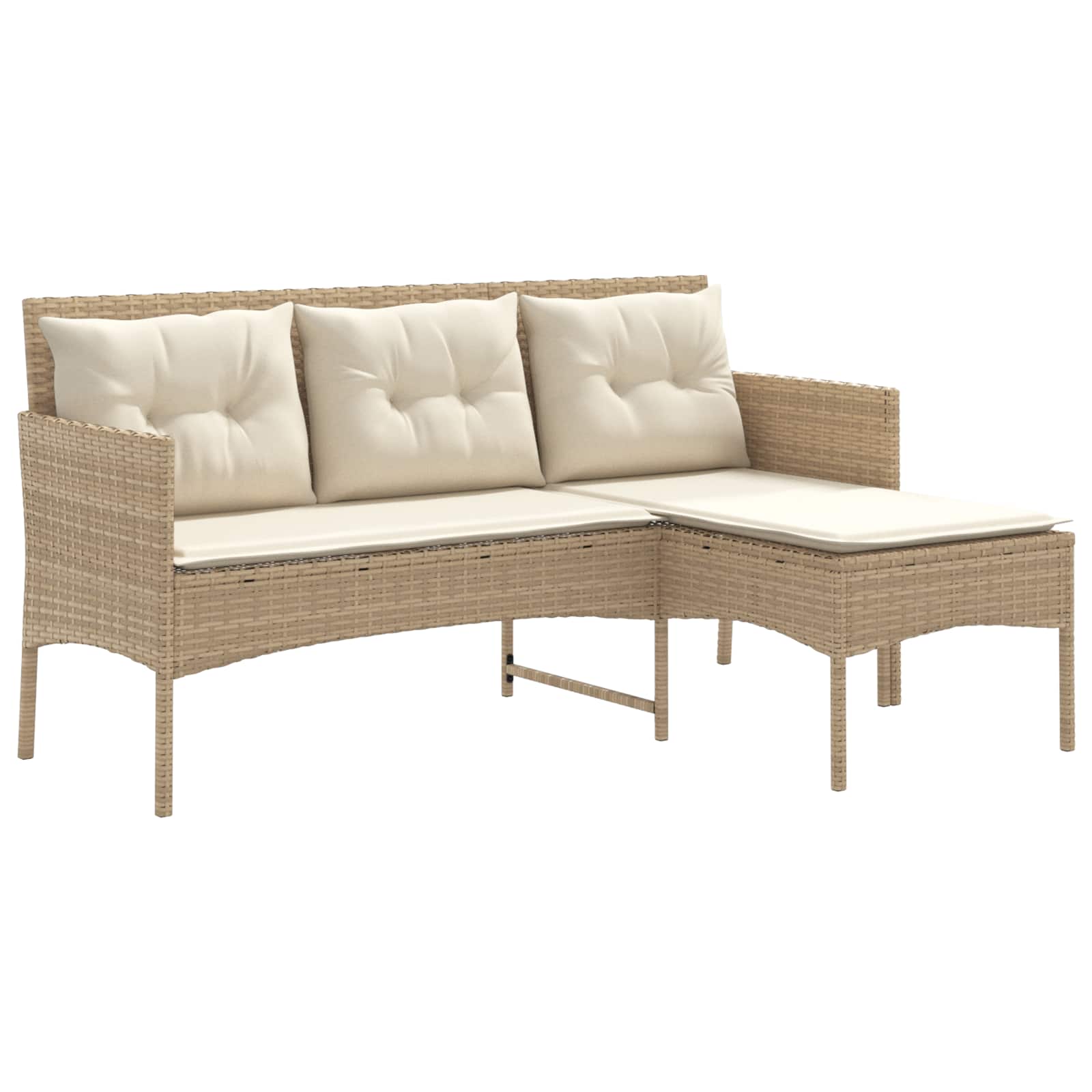 Tuinbankenset met kussen 2 pcs poly rattan