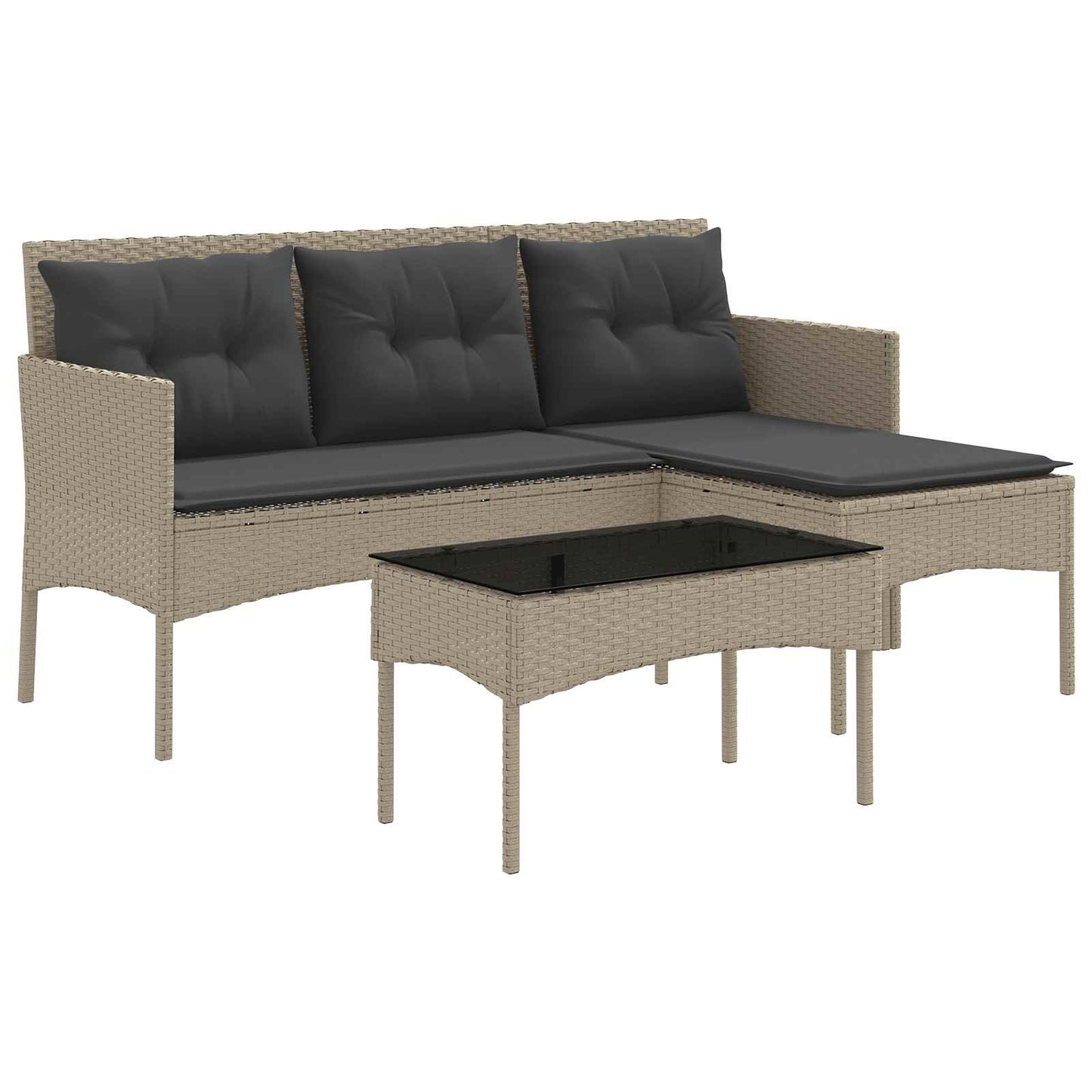 Tuinbankenset met kussen 2 pcs poly rattan
