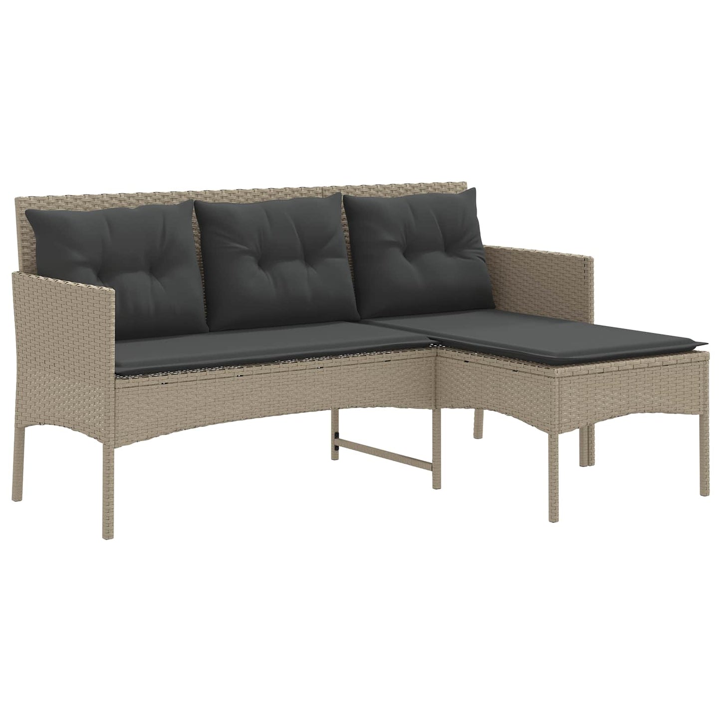 Tuinbankenset met kussen 2 pcs poly rattan