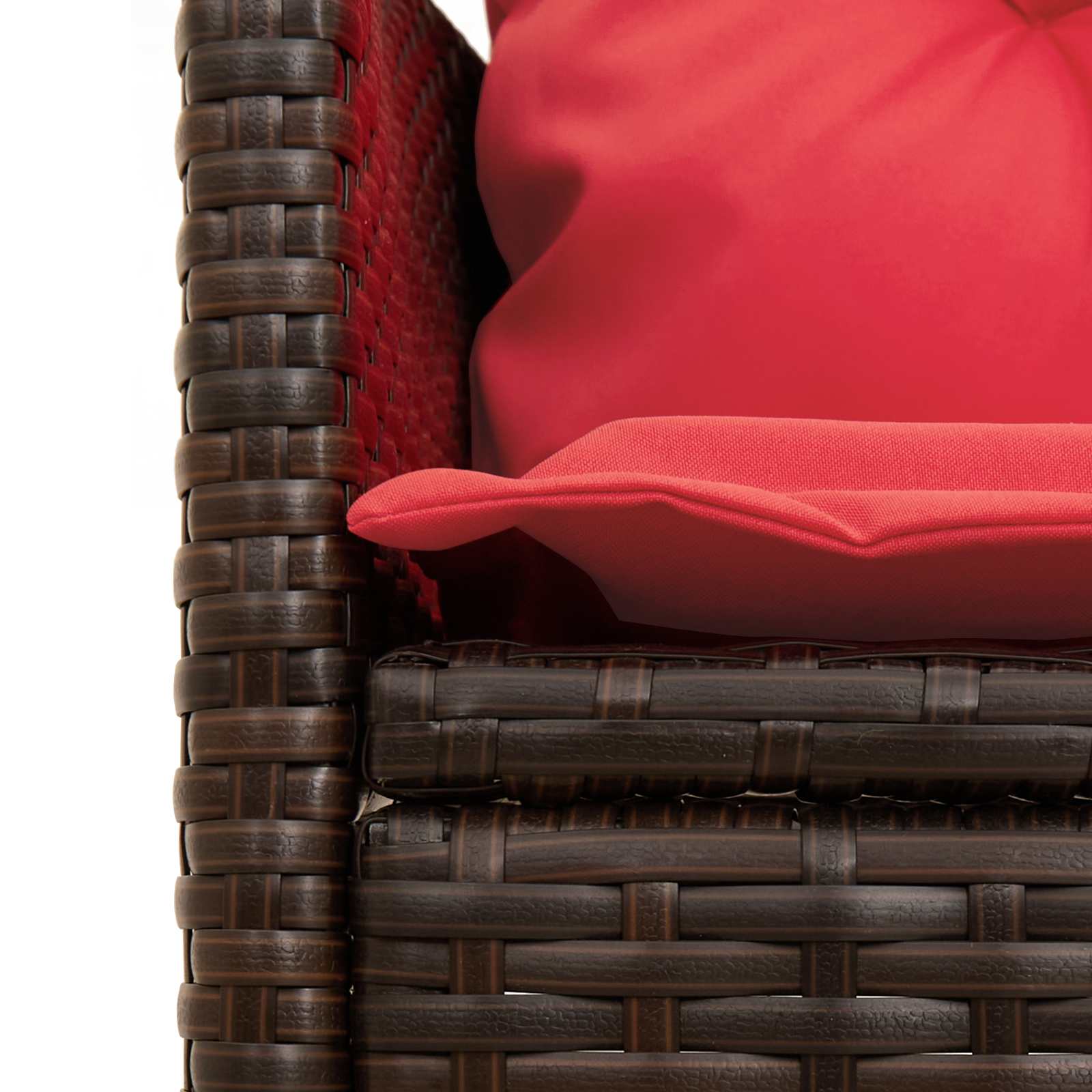 Tuinbankenset met kussen 2 pcs Bruin en Rood poly rattan
