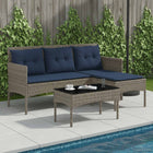 Garden bench set with cushion 2 pcs poly rattan