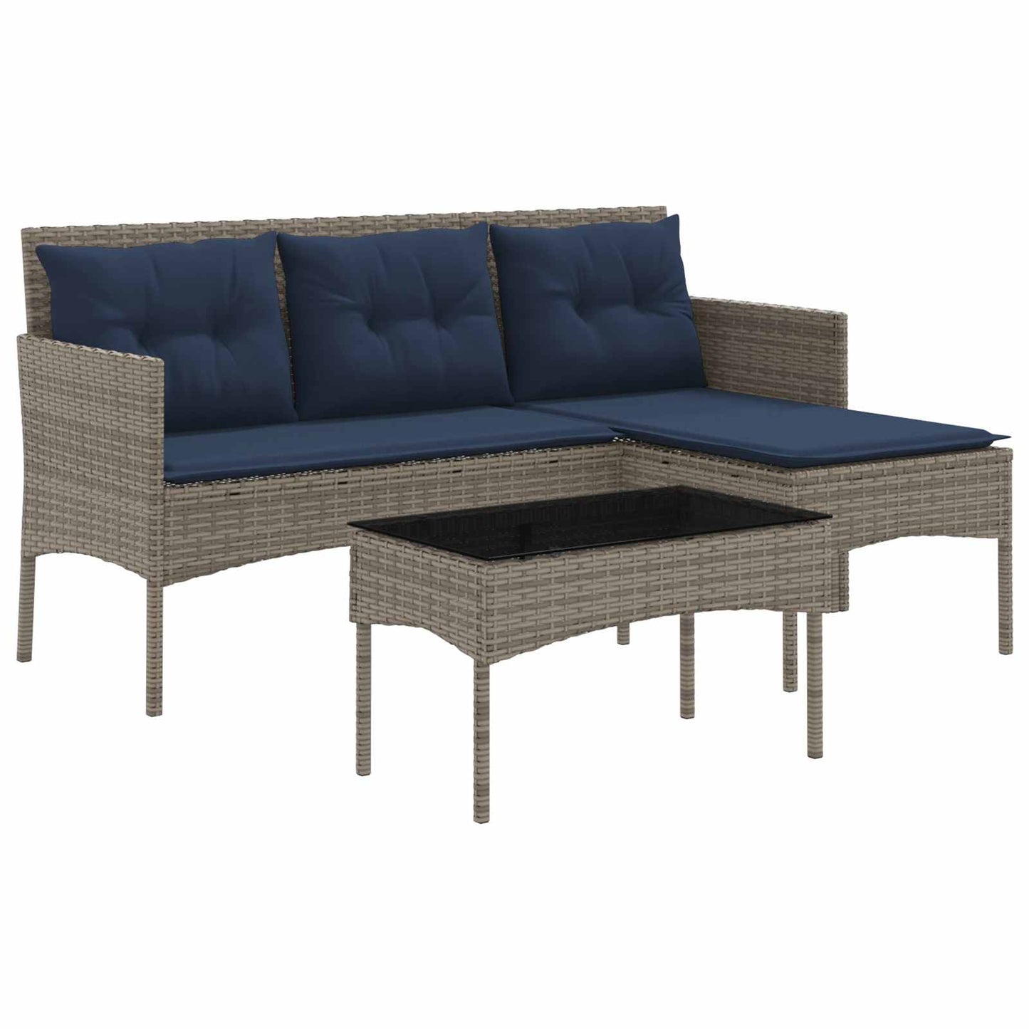 Tuinbankenset met kussen 2 pcs poly rattan