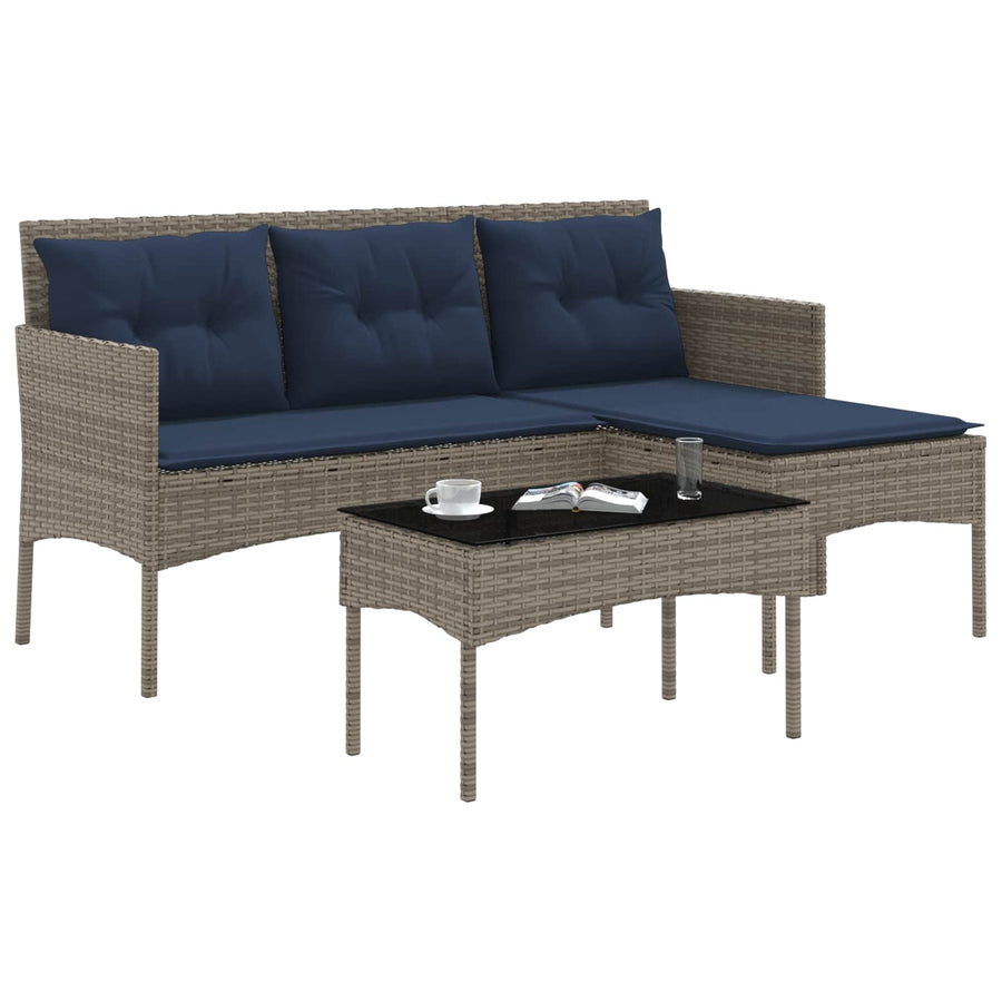 Tuinbankenset met kussen 2 pcs poly rattan
