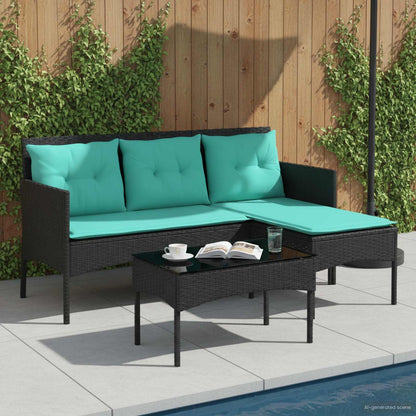 Tuinbankenset met kussen 2 pcs poly rattan