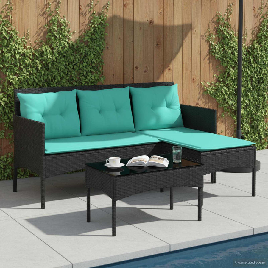 Tuinbankenset met kussen 2 pcs poly rattan