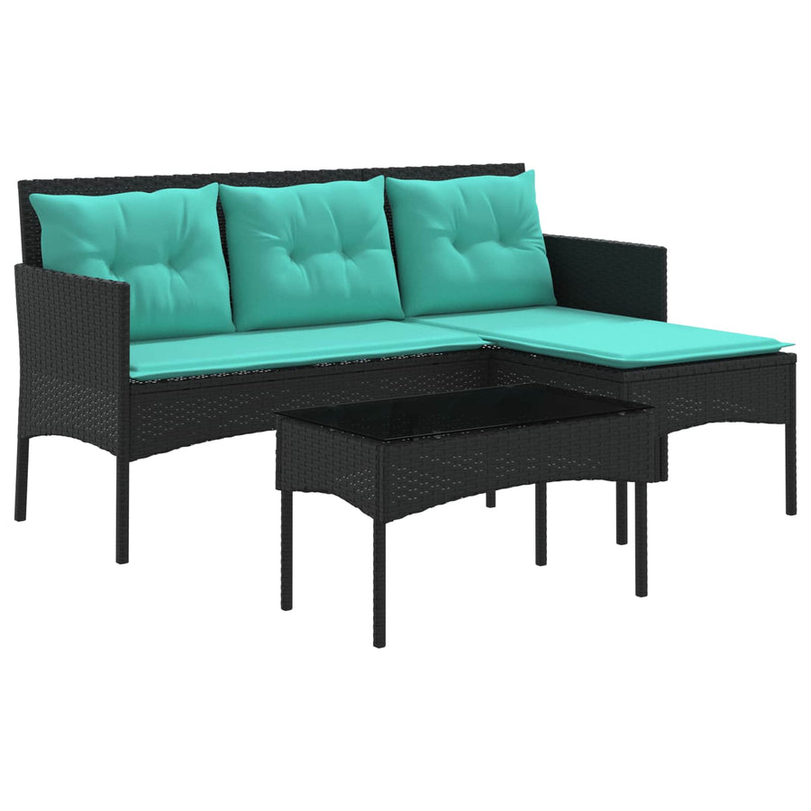 Tuinbankenset met kussen 2 pcs poly rattan