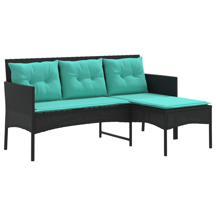 Tuinbankenset met kussen 2 pcs poly rattan